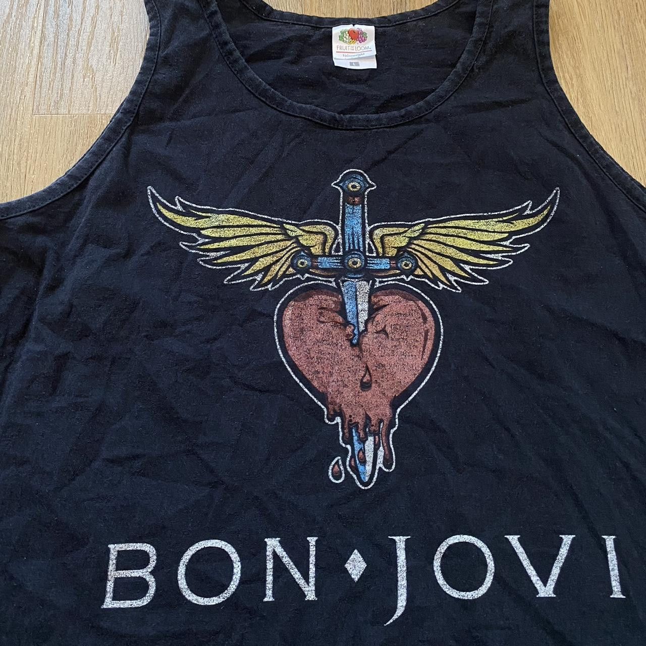 Fruit Of The Loom Bon Jovi black and red tank top Rock y2k 2000s Metal Size US L / EU 52-54 / 3 - 3 Thumbnail