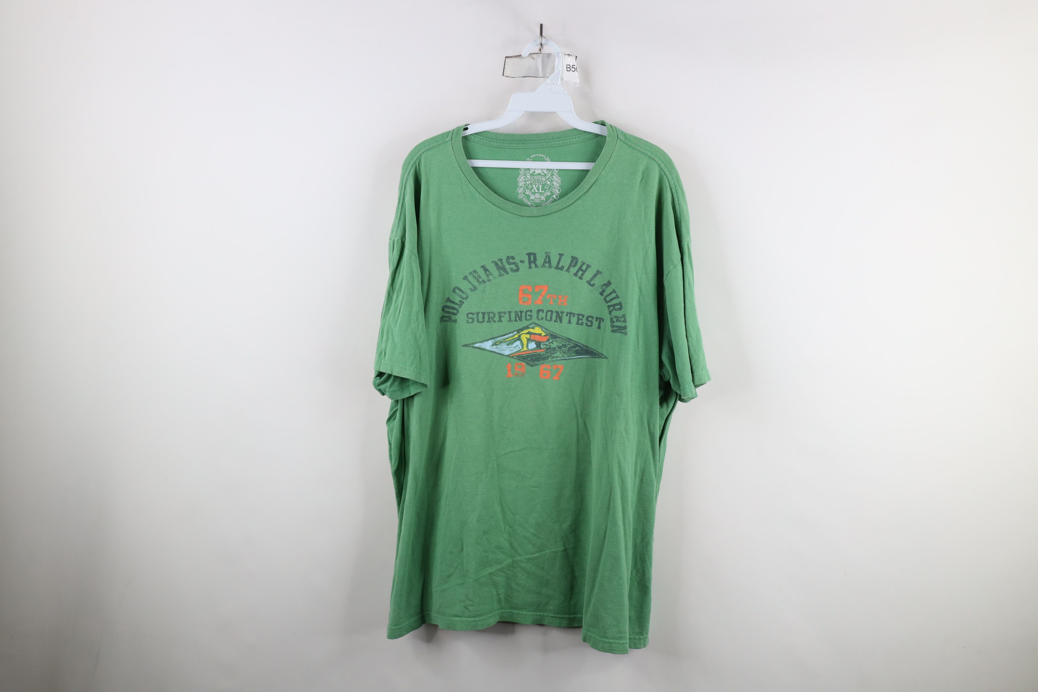 Ralph Lauren × Vintage Vintage 90s Y2K Ralph Lauren Surfing T-Shirt Green Cotton Size US XL / EU 56 / 4 - 1 Thumbnail