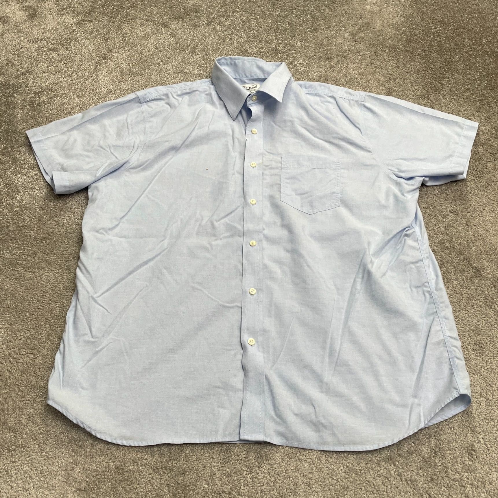 Vintage L.L. Bean Shirt Mens Large Blue Short Sleeve Pocket Work Cotton Traditional Fit Size US L / EU 52-54 / 3 - 2 Thumbnail