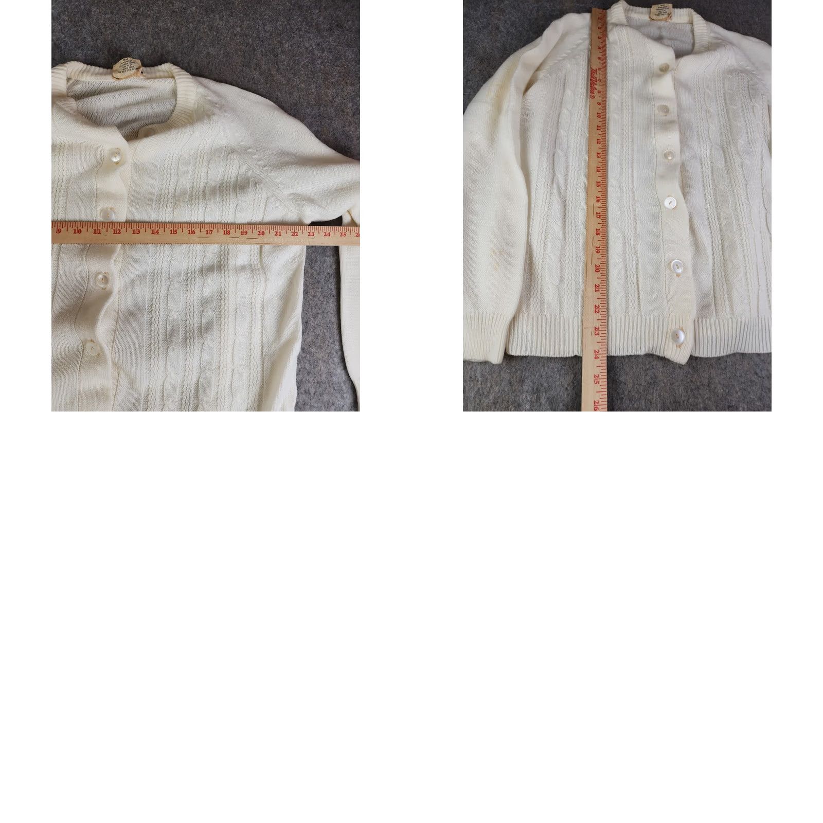 Vintage VINTAGE Kmart Womens Sweater Cardigan Cable-Knit Button Size 46 Ivory Distressed Size L / US 10 / IT 46 - 8 Thumbnail