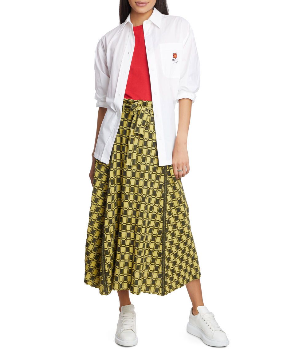 Kenzo o1y1025 Midi Skirt in Yellow/Green Size 28" / US 6 / IT 42 - 3 Thumbnail