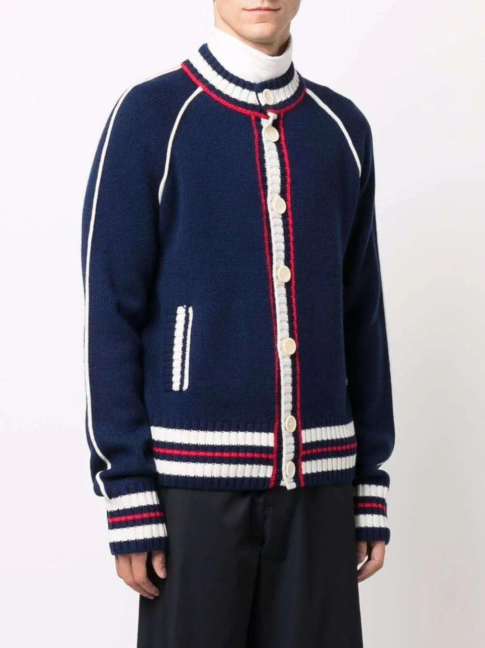 Wales Bonner Wales Bonner Cashmere Navy Wool Artist Cardigan Size US XXL / EU 58 / 5 - 4 Thumbnail