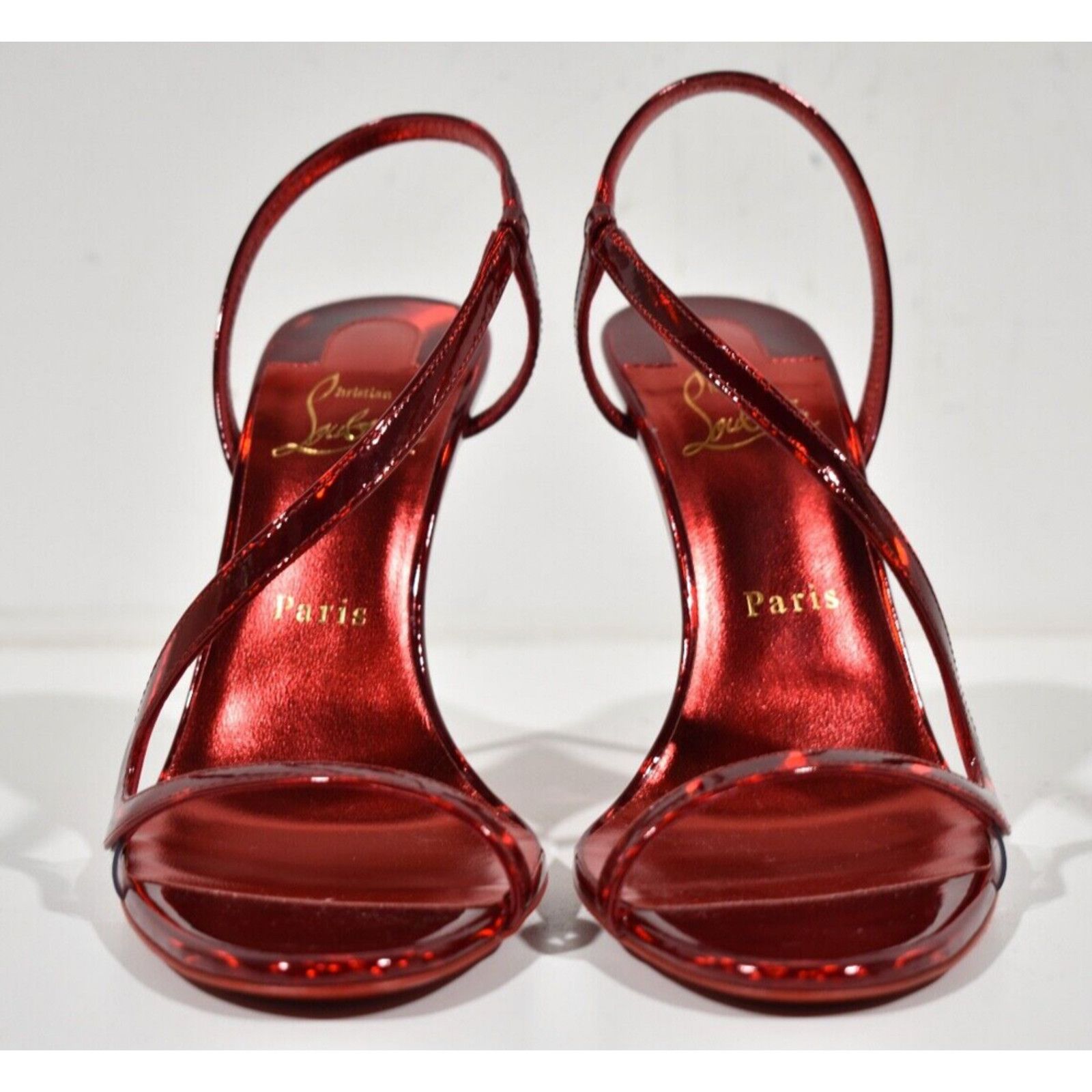 Christian Louboutin Rosalie 100 Red Patent PVC Ankle Strap Sandal Heel Pump 36.5 Size US 6.5 / IT 36.5 - 5 Thumbnail