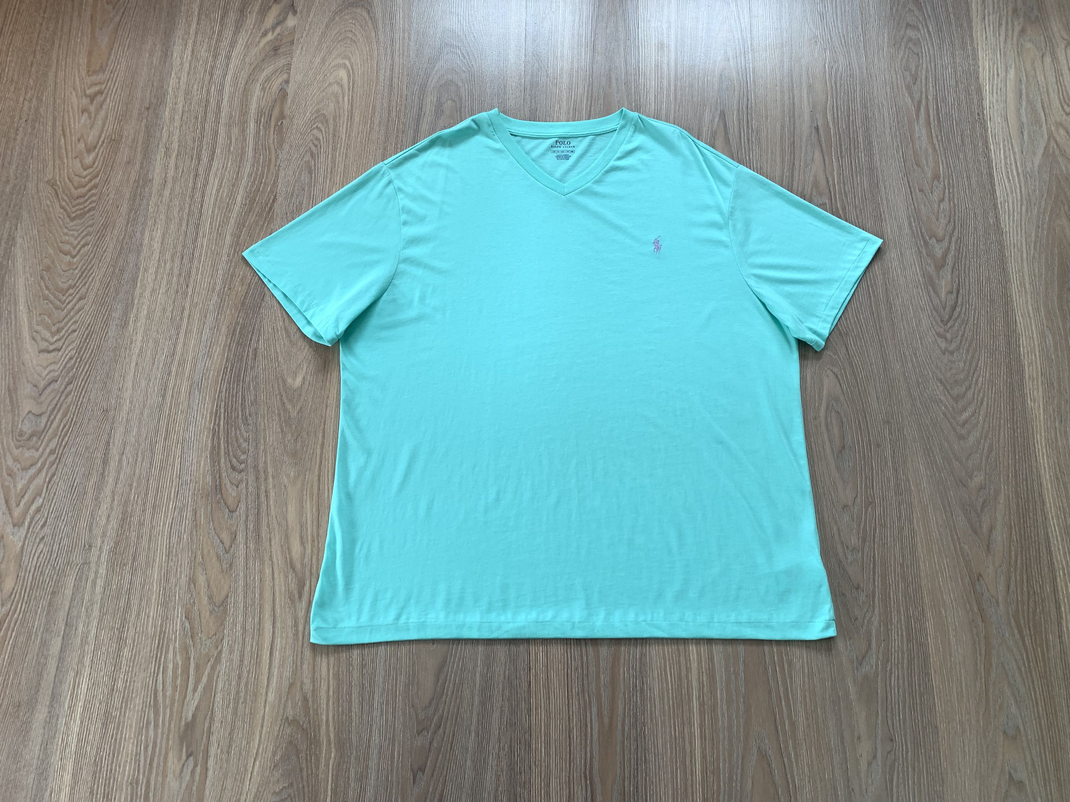 Polo Ralph Lauren Polo Ralph Lauren V-Neck Light Blue Cotton T-Shirt Size US XXL / EU 58 / 5 - 1 Thumbnail