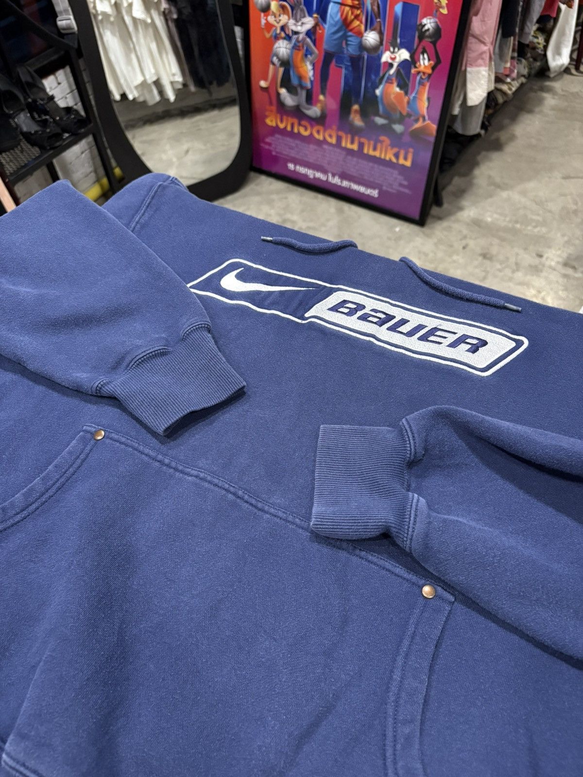Nike Vintage Y2K Nike Bauer Hockey Navy Hoodie Size US M / EU 48-50 / 2 - 5 Thumbnail