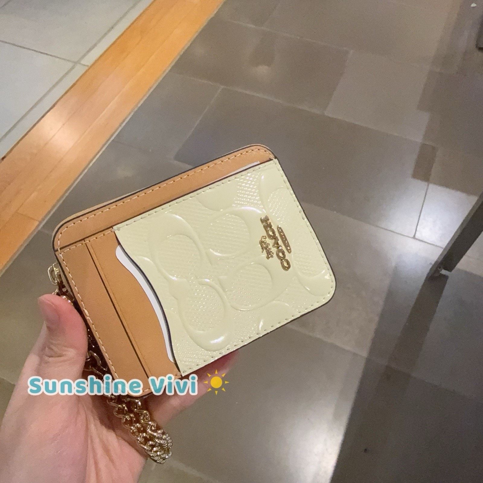 Coach NWT Coach Zip Card Case Leather Charm CFA36 LIGHT LEMON Size ONE SIZE - 1 Thumbnail