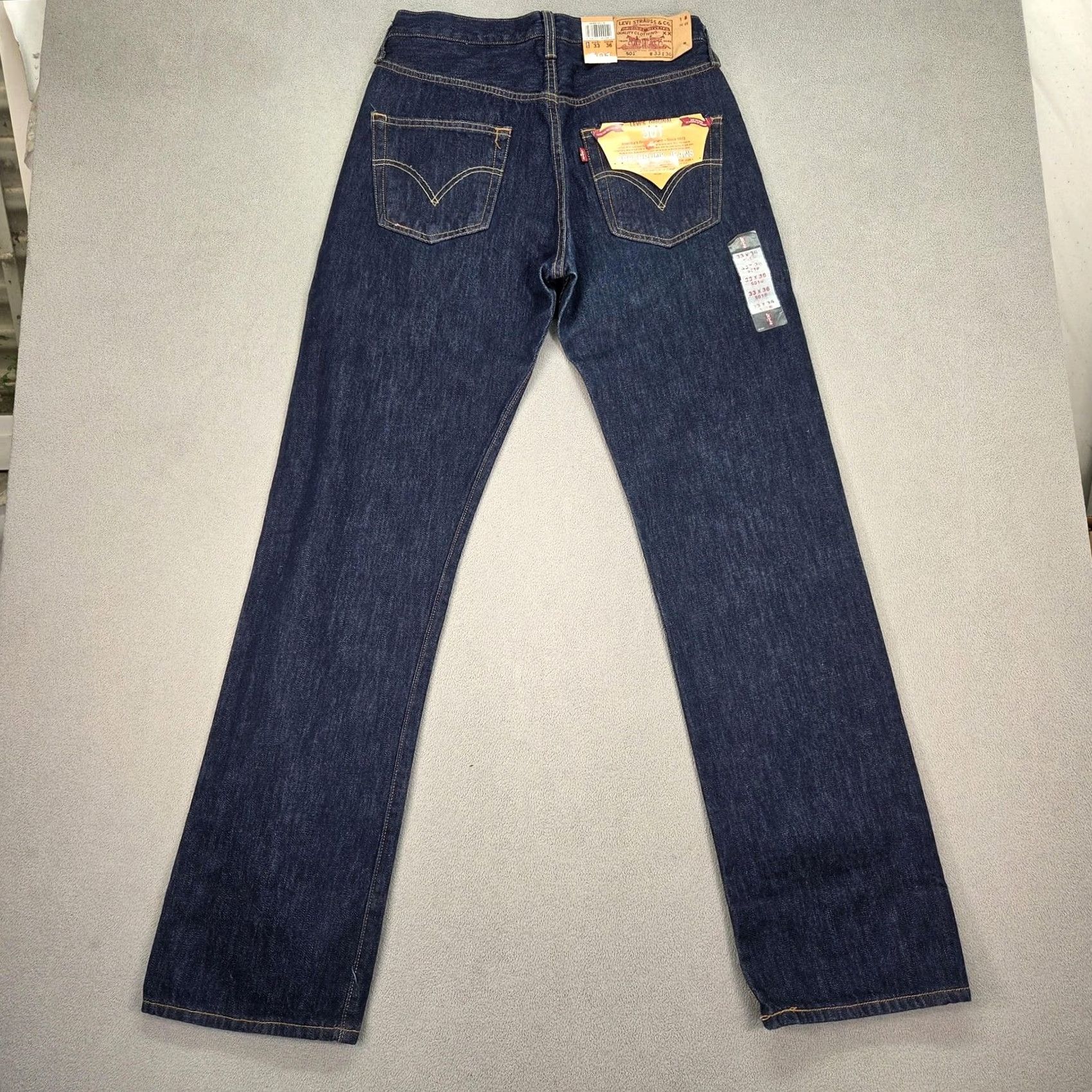 Levi's Levi's 501 Jeans Mens Indigo Blue New With Tags Deadstock 33x36 Denim Button Fly Straight Regular Fit Pockets Vintage: No Size US 33 - 2 Thumbnail