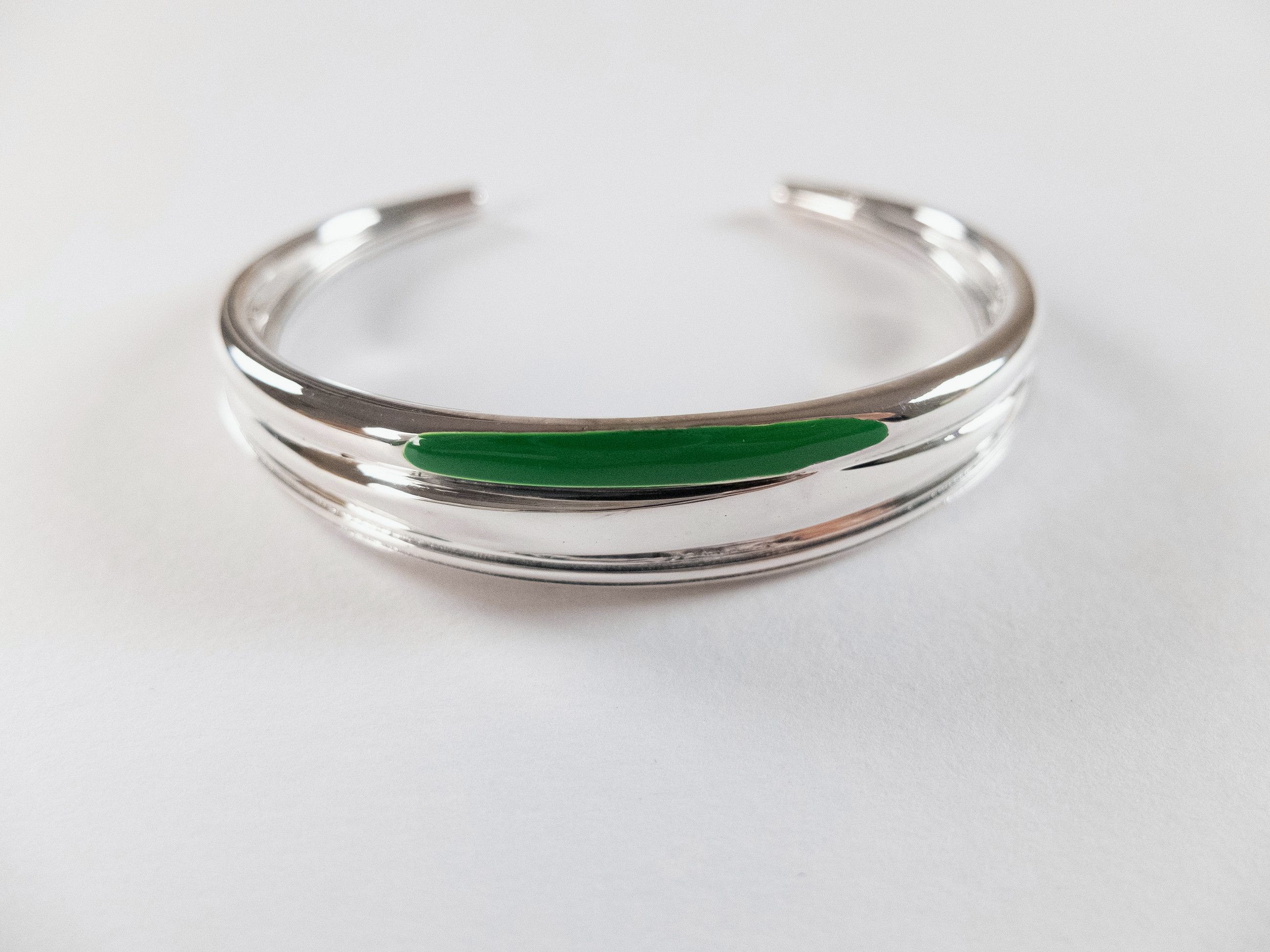 Bottega Veneta BOTTEGA VENETA Trio silver & green cuff bracelet Large q Size ONE SIZE - 5 Thumbnail