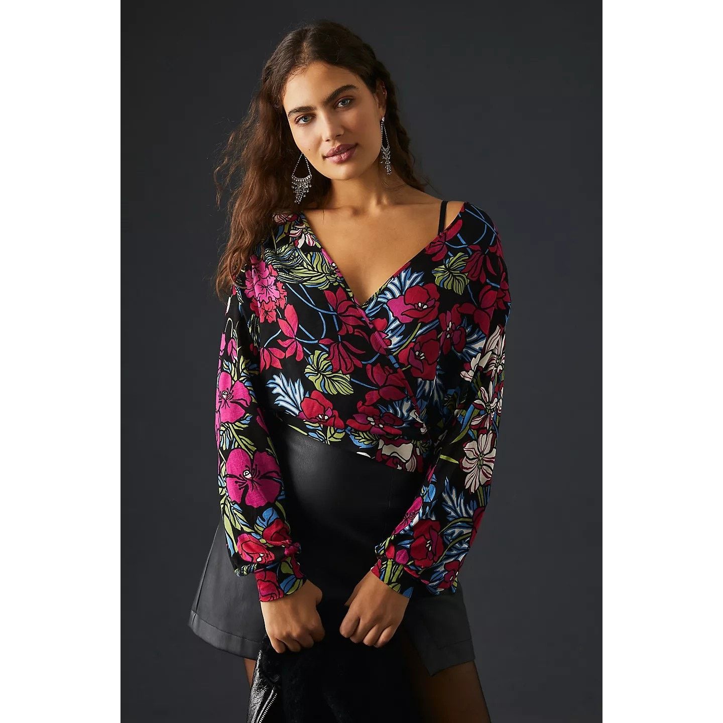 Anthropologie New Anthropologie Tiny Finley V-Neck Top $98 X-SMALL Floral Size XS / US 0-2 / IT 36-38 - 1 Thumbnail
