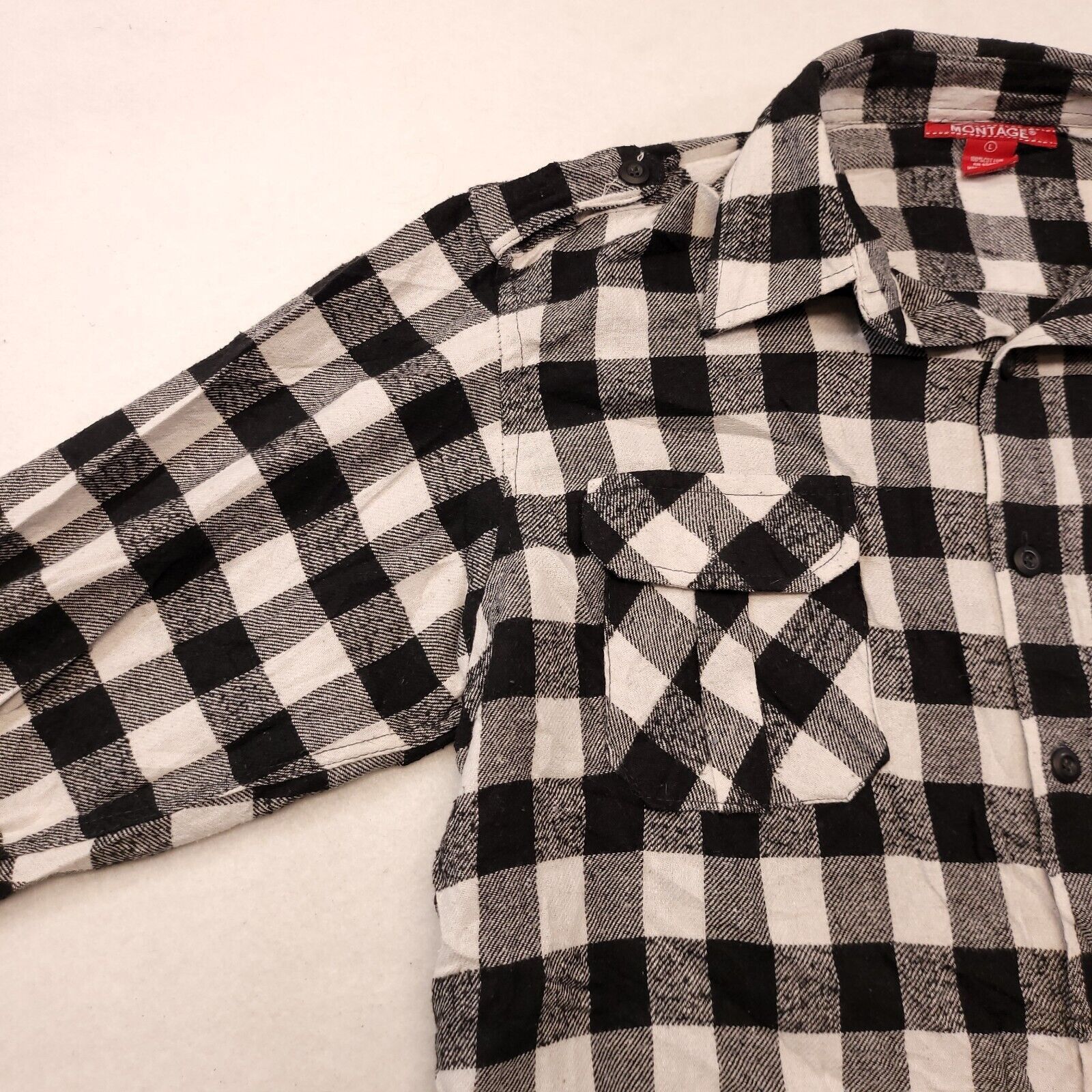 Montage Montage Gingham Flannel Shirt Mens Size Large L Black White Size US L / EU 52-54 / 3 - 4 Thumbnail