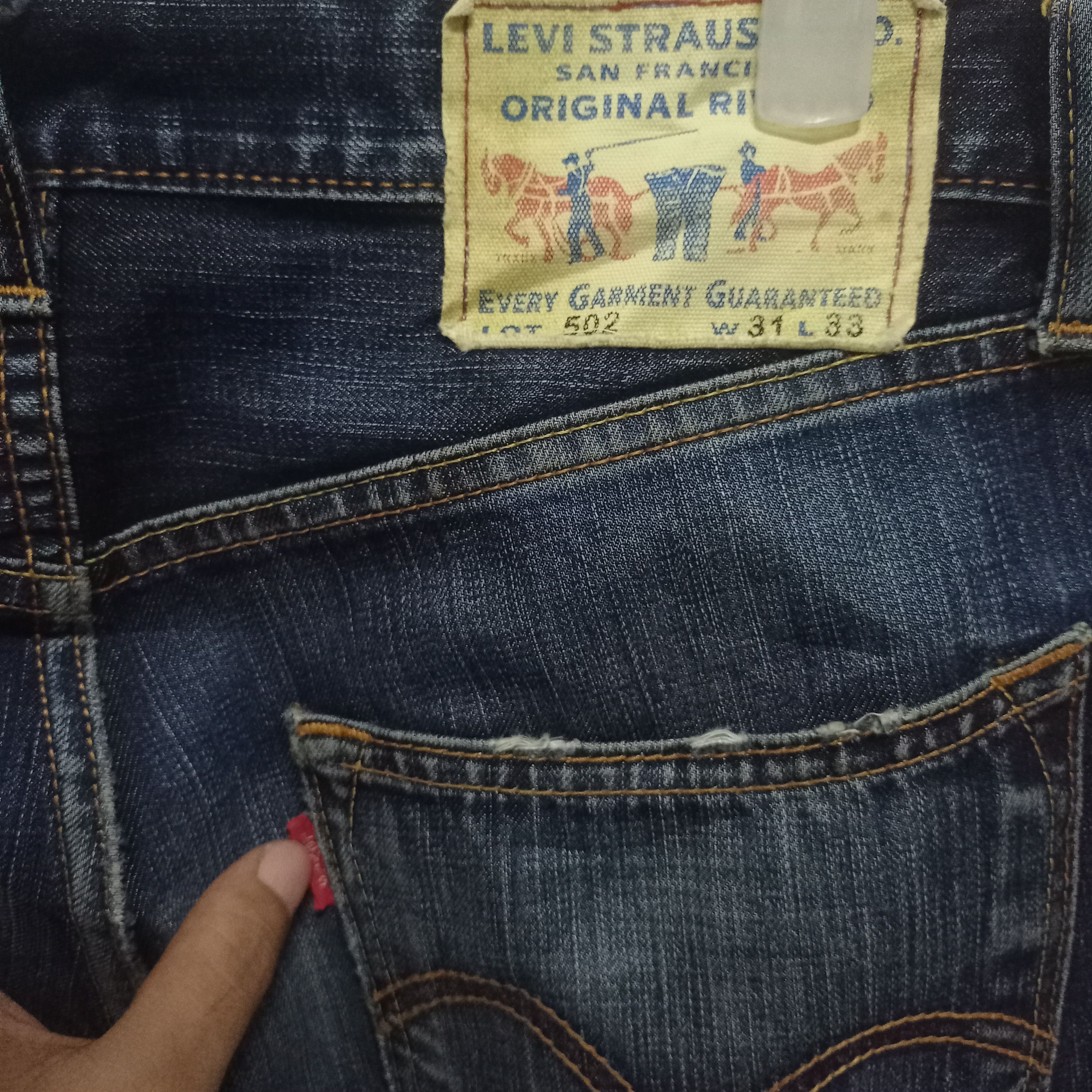 Levi's Vintage 90s Levis 502 Mud Wash Distressed Loose Jeans 32x30 Size US 32 / EU 48 - 8 Thumbnail