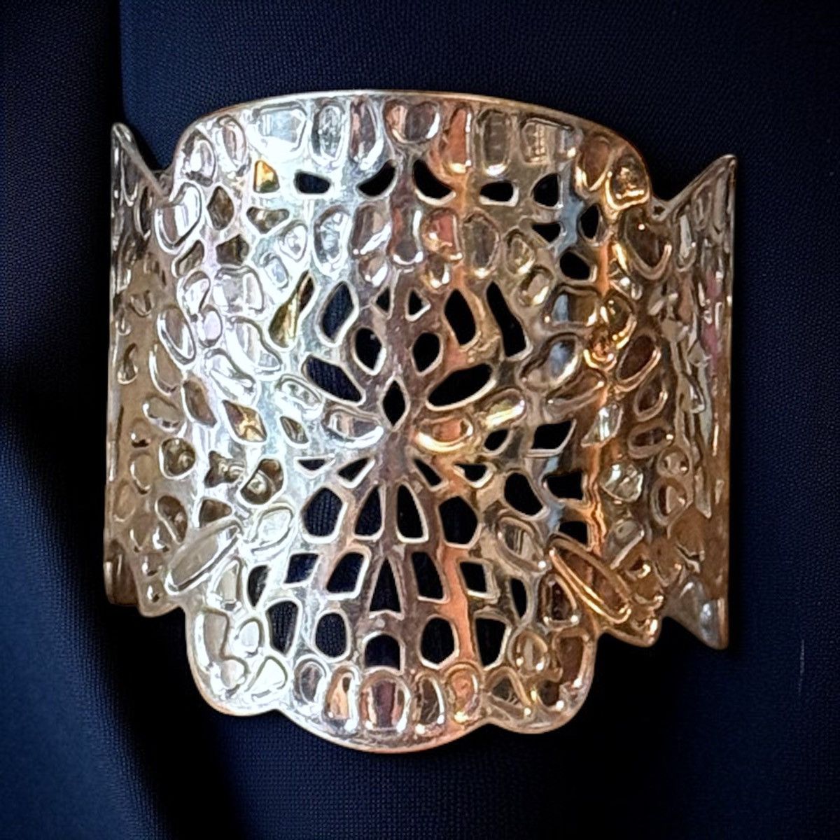 Vintage Vintage silver tone filigree wide cuff bracelet Size ONE SIZE - 1 Thumbnail