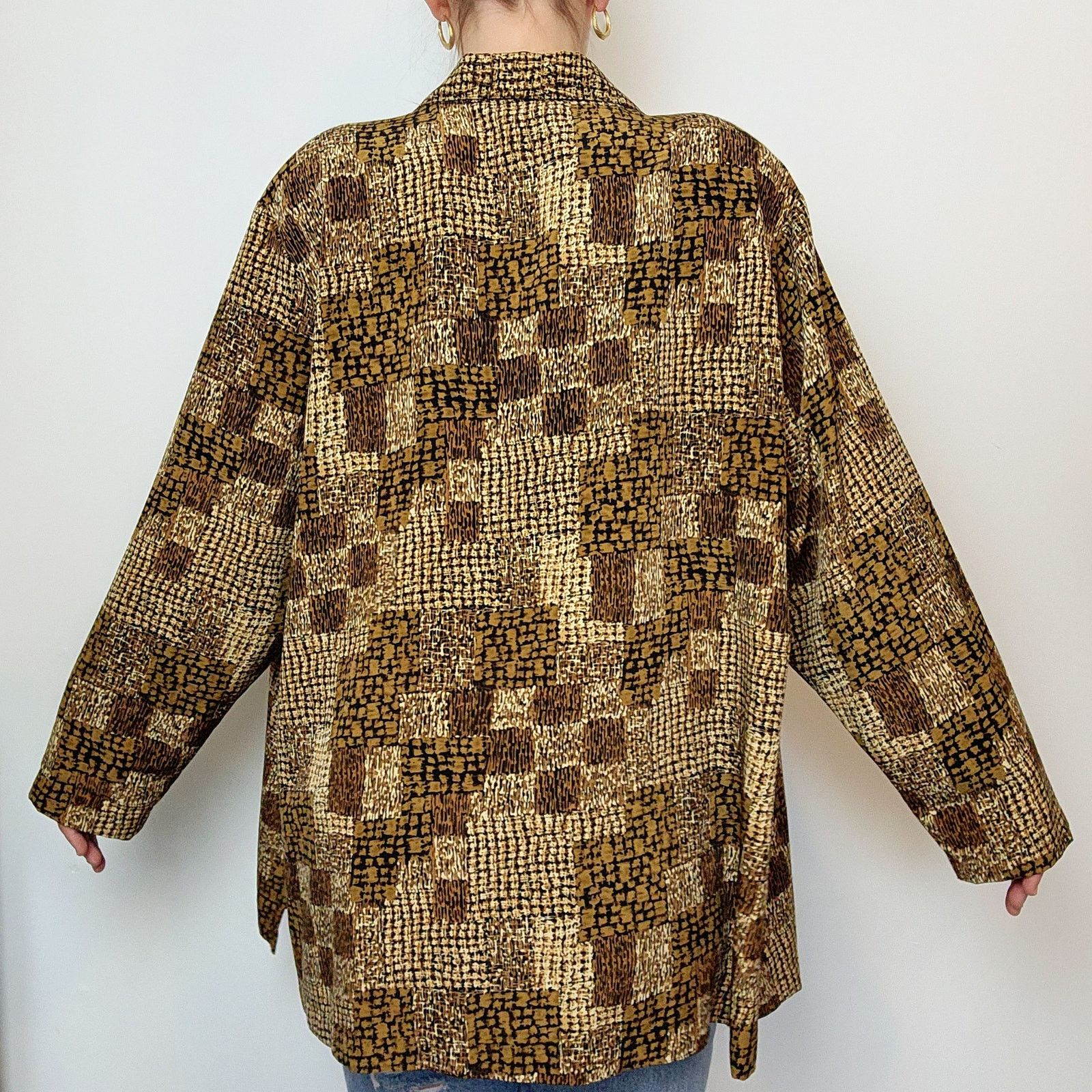 Other Vintage Neutral Throw Over Open Front Shirt Patchwork L Size L / US 10 / IT 46 - 3 Thumbnail