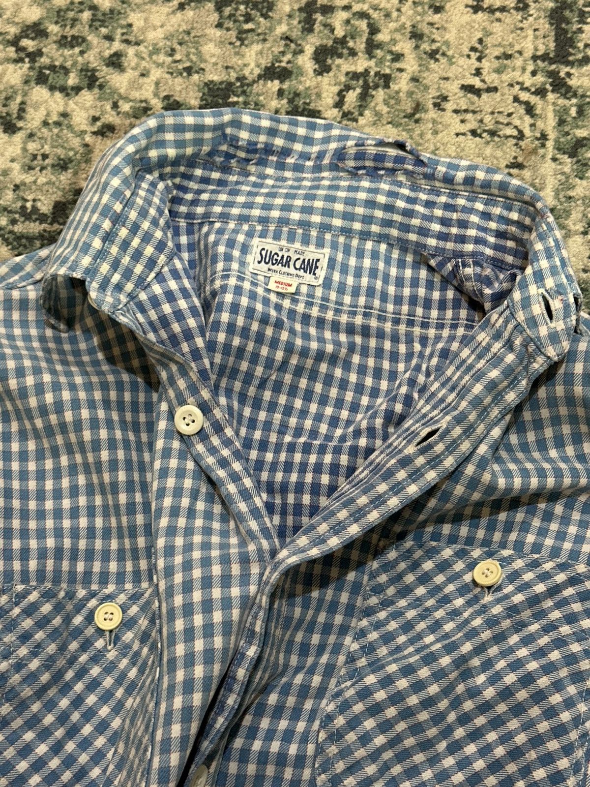 Sugar Cane Vintage Sugar Cane Blue Checkered Double Pocket Button Up Size US M / EU 48-50 / 2 - 14 Thumbnail