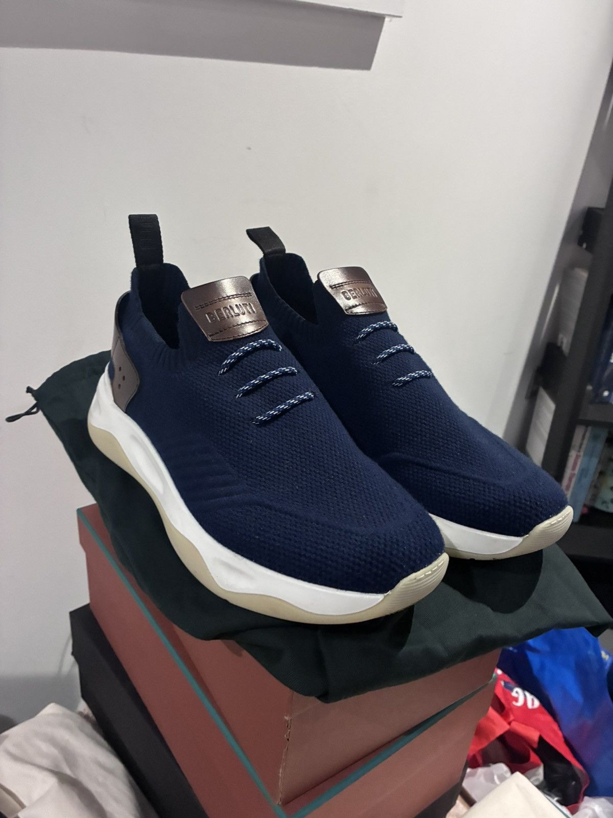 Berluti knit leather shadow trainer uk 8.5 eu 42.5