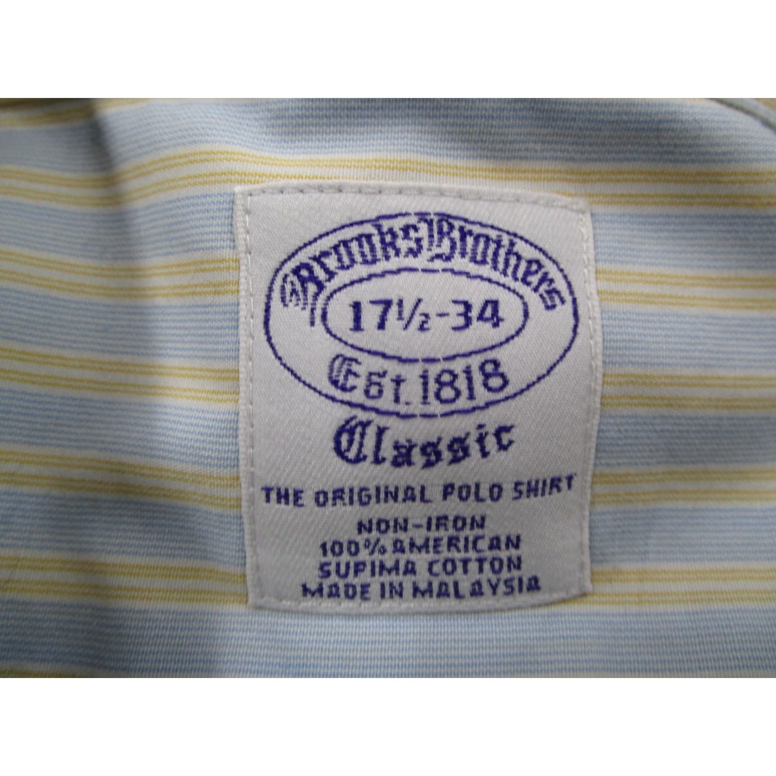 Brooks Brothers Brooks Brothers Men's Classic Dress Shirt 17.5 34 Blue Striped Non-Iron Button Up Business Casual Size 34R - 3 Thumbnail