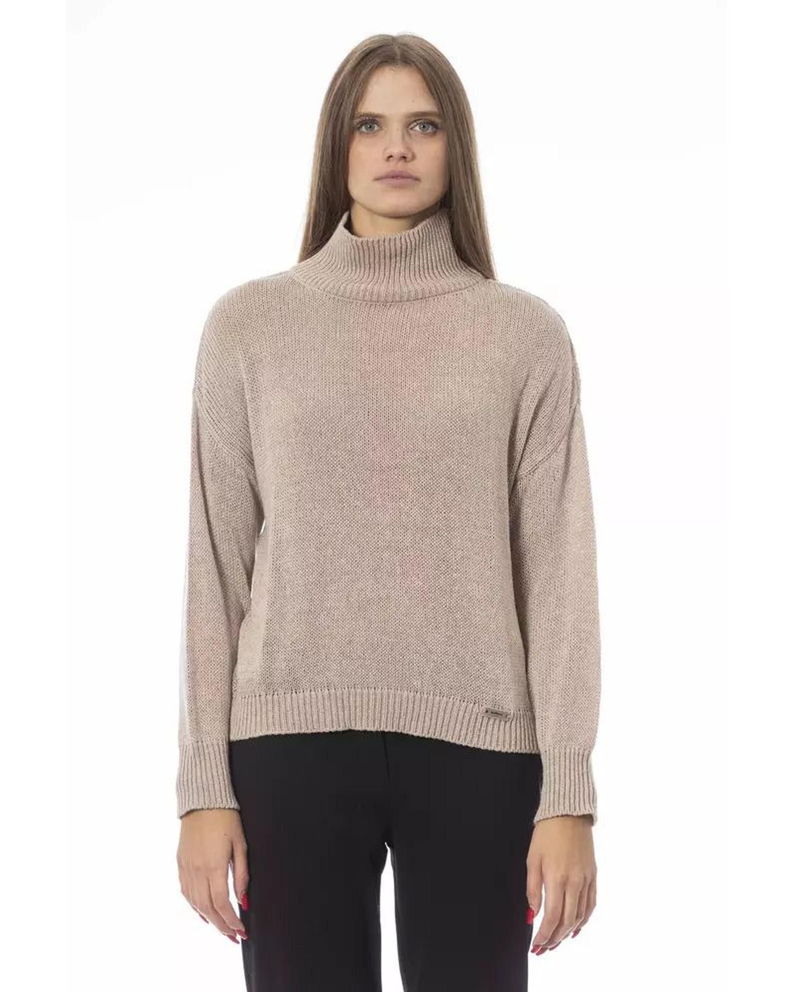 image of Baldinini Viscose Volcano Neck Sweater in Beige, Women's (Size Medium)