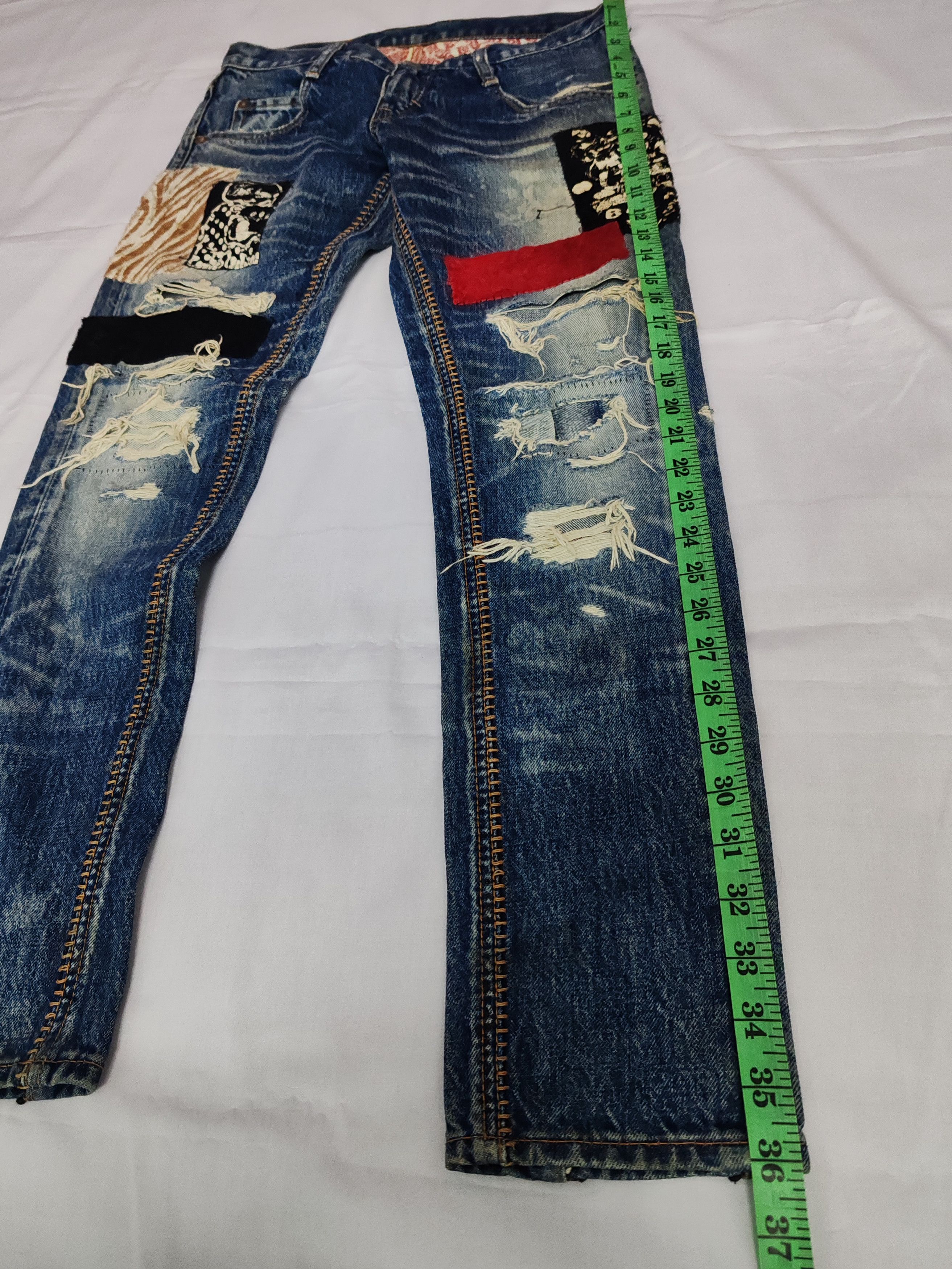 If Six Was Nine RNA Inc Distressed Denim Jean Seditionaries Patchwork Rare Size US 28 / EU 44 - 13 Thumbnail