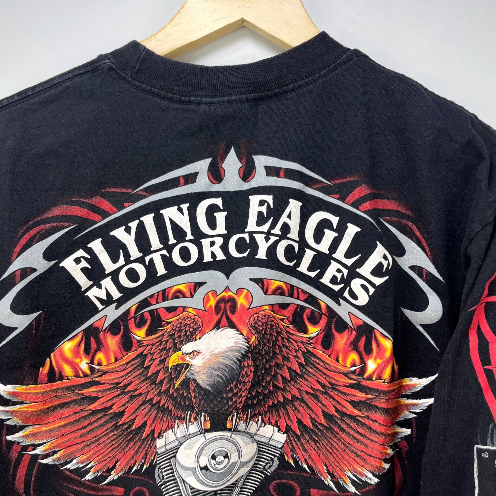 Vintage VINTAGE Flames Biker Eagle Motorcycle Long Sleeve Shirt Hit Medium Fire Men T-Shirt M Black Size US M / EU 48-50 / 2 - 3 Thumbnail