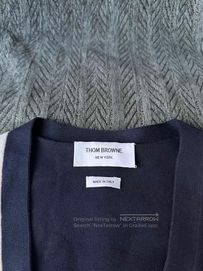 Thom Browne Thom Browne Lotus Embroidered Colorblock Cardigan Size US XL / EU 56 / 4 - 3 Thumbnail