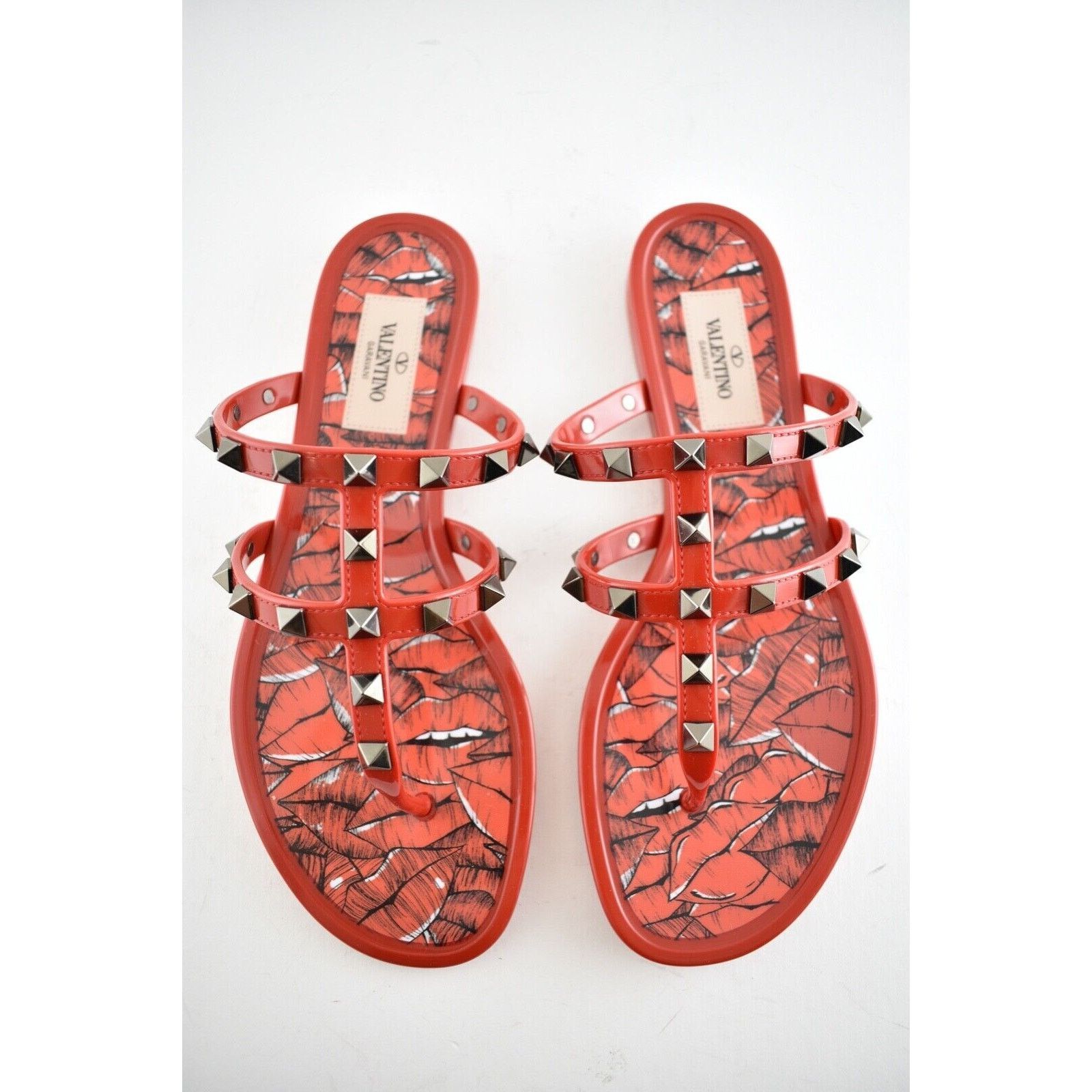 Valentino Valentino Rockstud Red Black Rubber Lipstick Jelly PVC Stud Size US 10 / IT 40 - 5 Thumbnail
