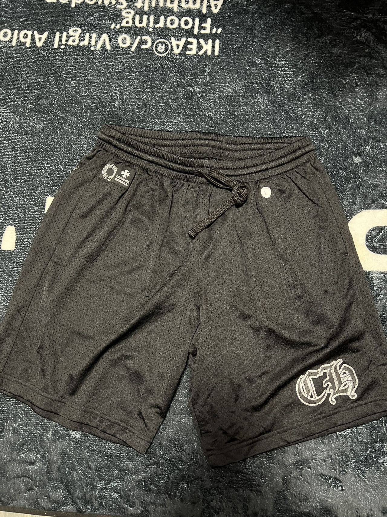 Image of Chrome Hearts Mesh Varsity Shorts Black, Men's (Size 36)