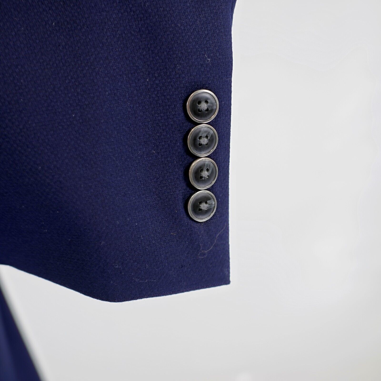 Pronto Uomo Pronto Uomo Textured Basketweave Wool Blue 36S 2 Button Blaz Size 36S - 3 Thumbnail