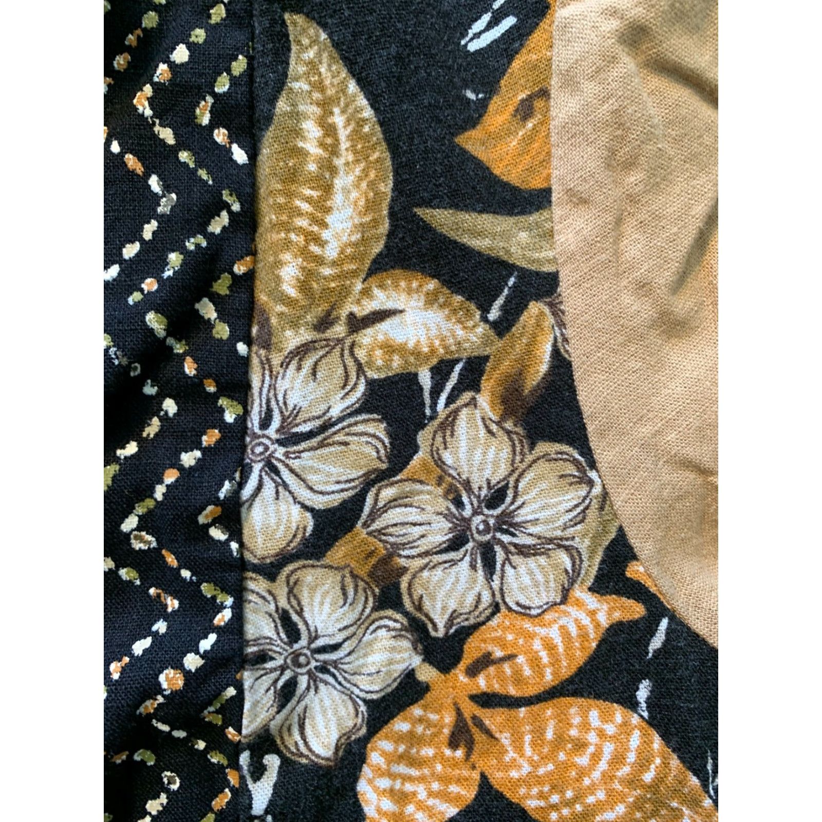 Vintage Positive Attitude Shirt Womens Shirt Size 16 Black Floral Linen Collared Midi Short Sleeve Buttoned Cap Sleeve Vintage No Size XXL / US 16-18 / IT 52-54 - 3 Thumbnail