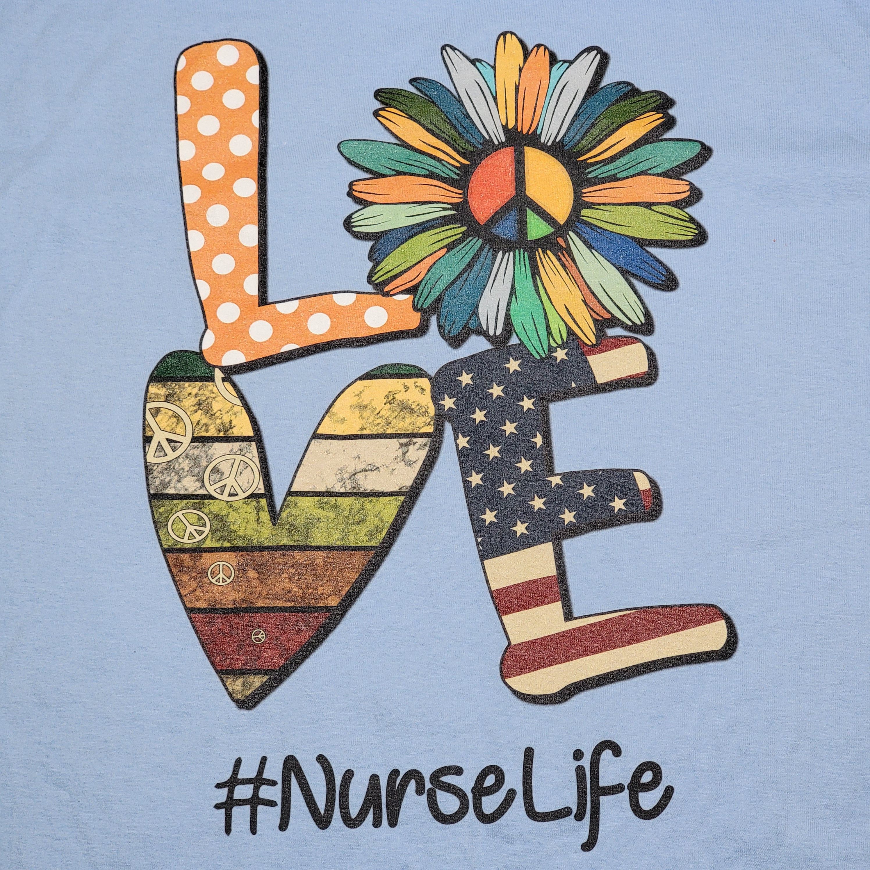 Hanes Nurse Life Love SS Blue Tee Hanes - Size Large Size L / US 10 / IT 46 - 2 Thumbnail