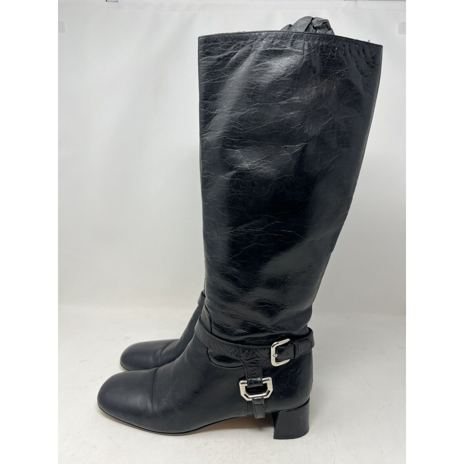 Prada PRADA CAVALIERE Black 2011 Knee High Harness SHOES BOOTS 39 Size US 8 / IT 38 - 5 Thumbnail