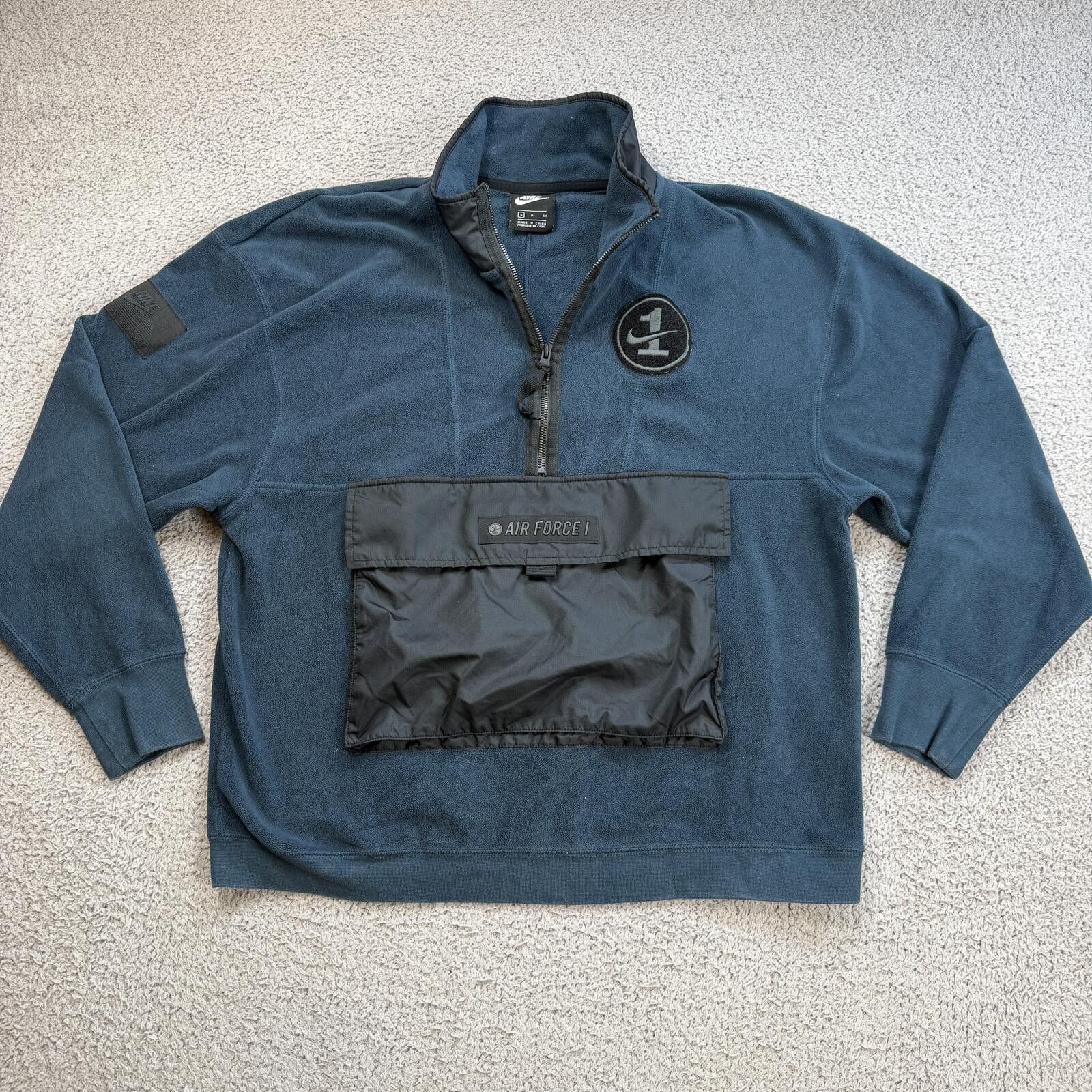 Nike Nike Air Force 1 Fleece Pullover Jacket Mens S Blue Pocket Size US S / EU 44-46 / 1 - 1 Thumbnail