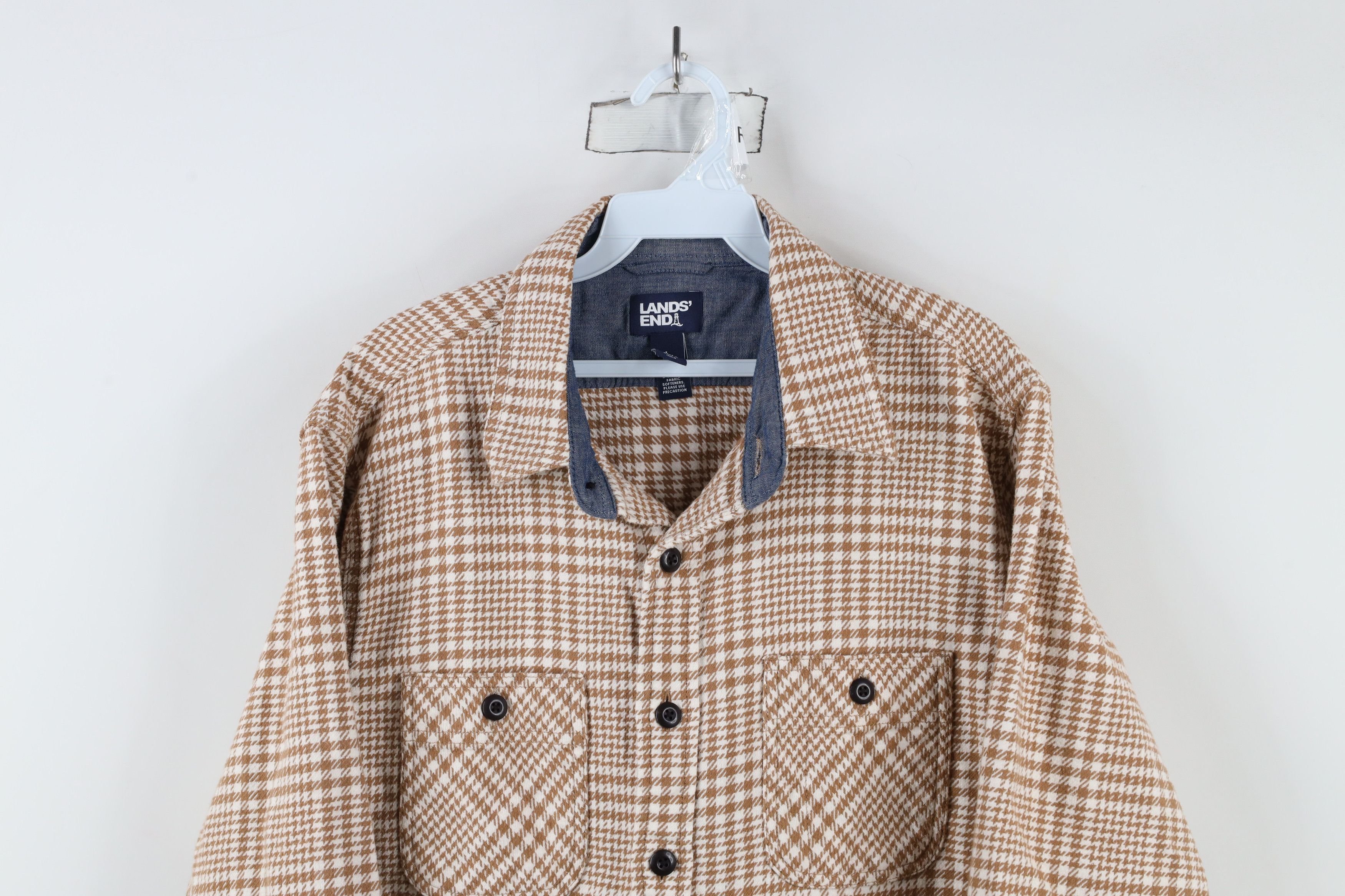 Lands' End × Vintage Vintage Lands End Houndstooth Flannel Button Shirt Cotton Size US L / EU 52-54 / 3 - 2 Thumbnail