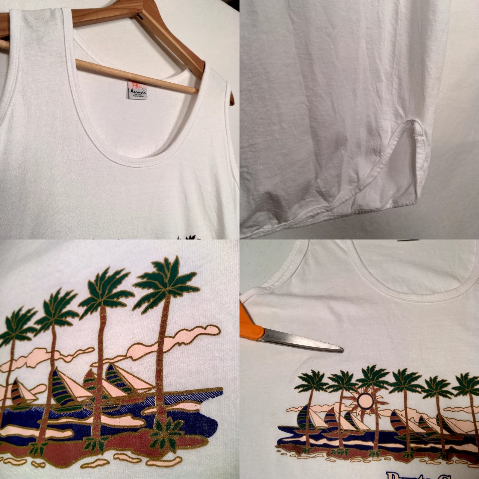 Vintage VINTAGE Aremar Tank Top Dress/Swim Cover Up Women's Large White Knit 1990s Sailboats Beach Casual Size L / US 10 / IT 46 - 8 Thumbnail