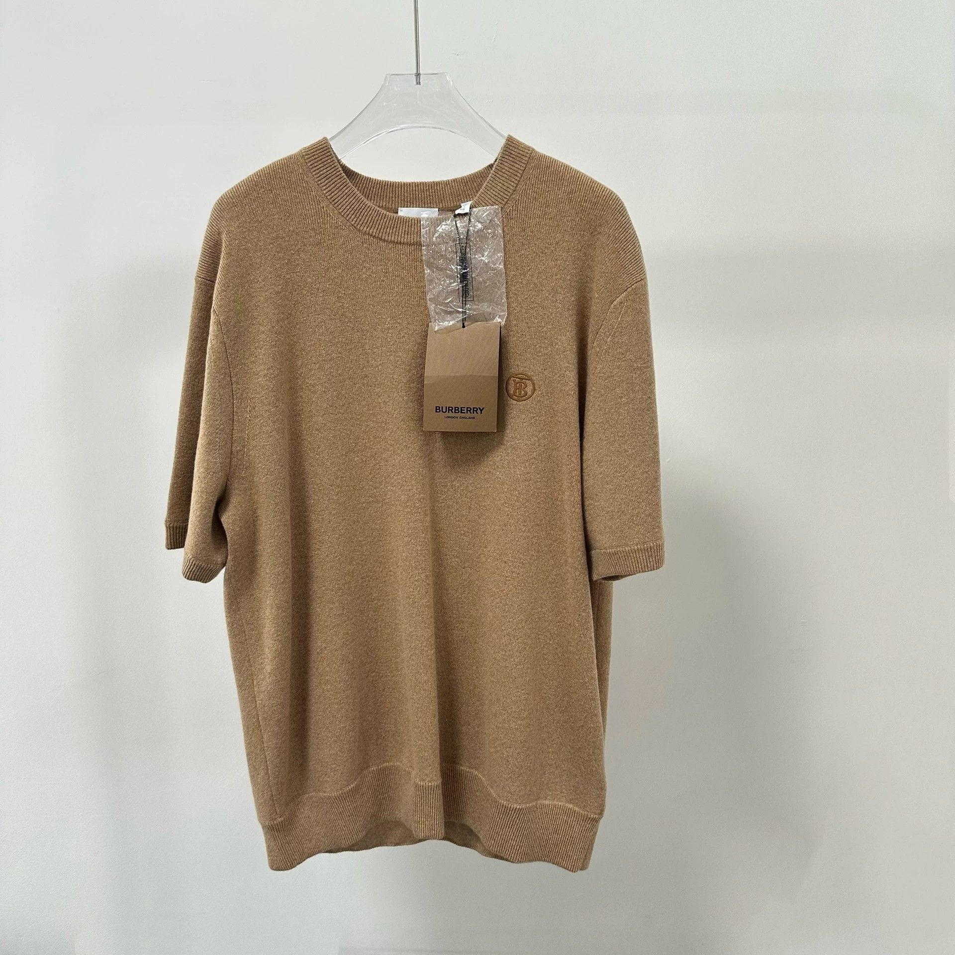 Burberry Burberry Brown Cashmere Embroidered Logo SS Knit XL Size US XL / EU 56 / 4 - 1 Thumbnail