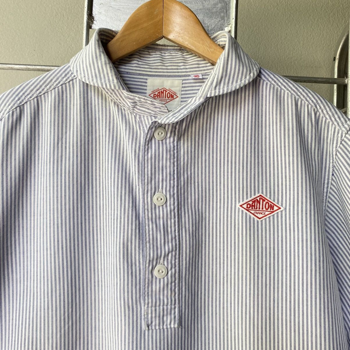 Danton DANTON Light Blue & White Striped Sailor Collar Shirt Size XS / US 0-2 / IT 36-38 - 6 Thumbnail