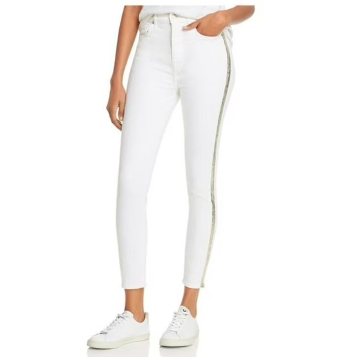 7 For All Mankind 7 For All Man Kind High-Rise White Skinny Jeans 30 Silver Si Size 30" / US 8 / IT 44 - 2 Thumbnail