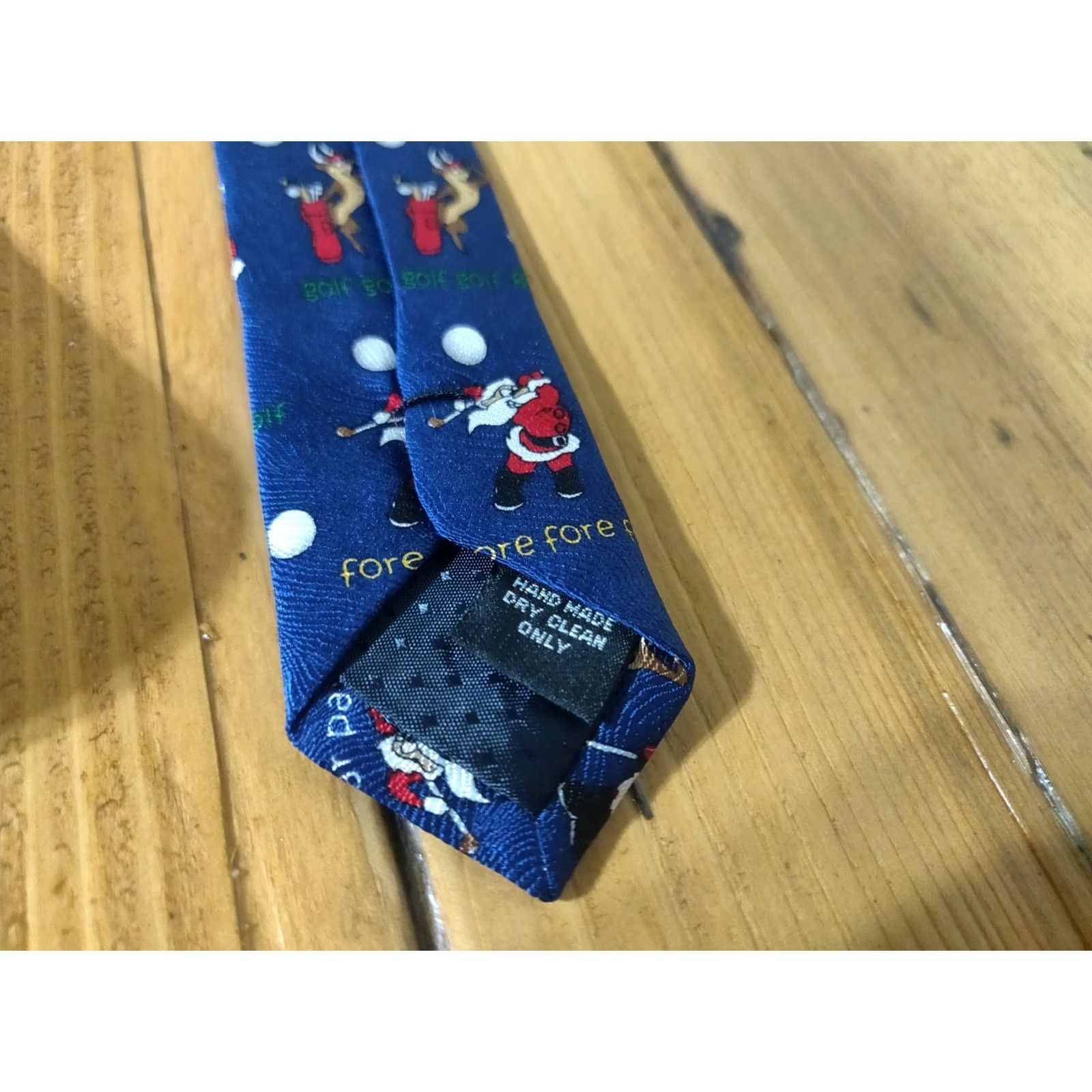 Vintage Cape Cod Neckwear Men's Tie 100% Silk Christmas Santa Claus Golf Novelty Blue Classic Size ONE SIZE - 3 Thumbnail