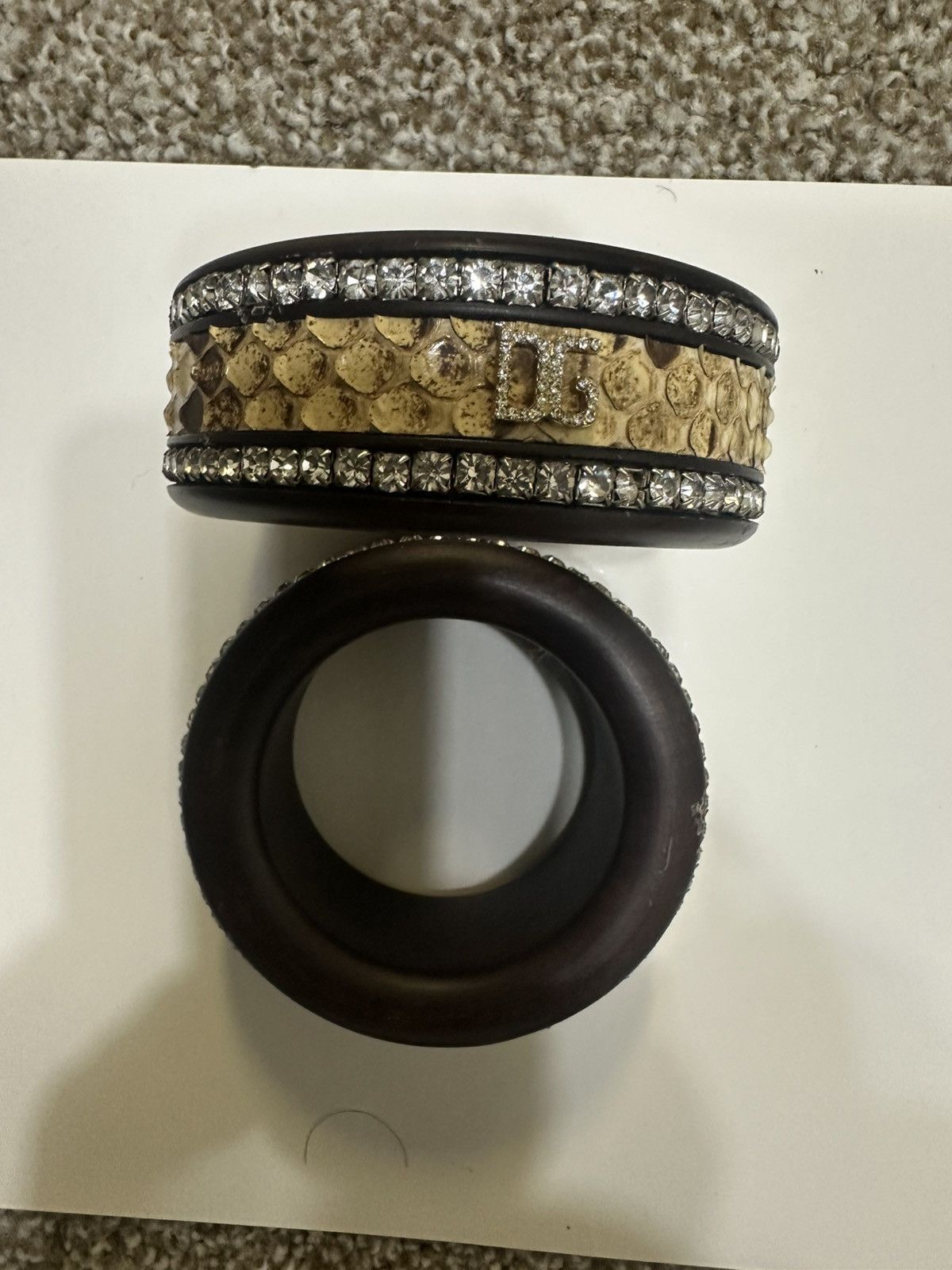 Dolce & Gabbana Dolce & Gabbana Wooden Python Snake Skin Bangle Bracelet Duo Size ONE SIZE - 1 Thumbnail