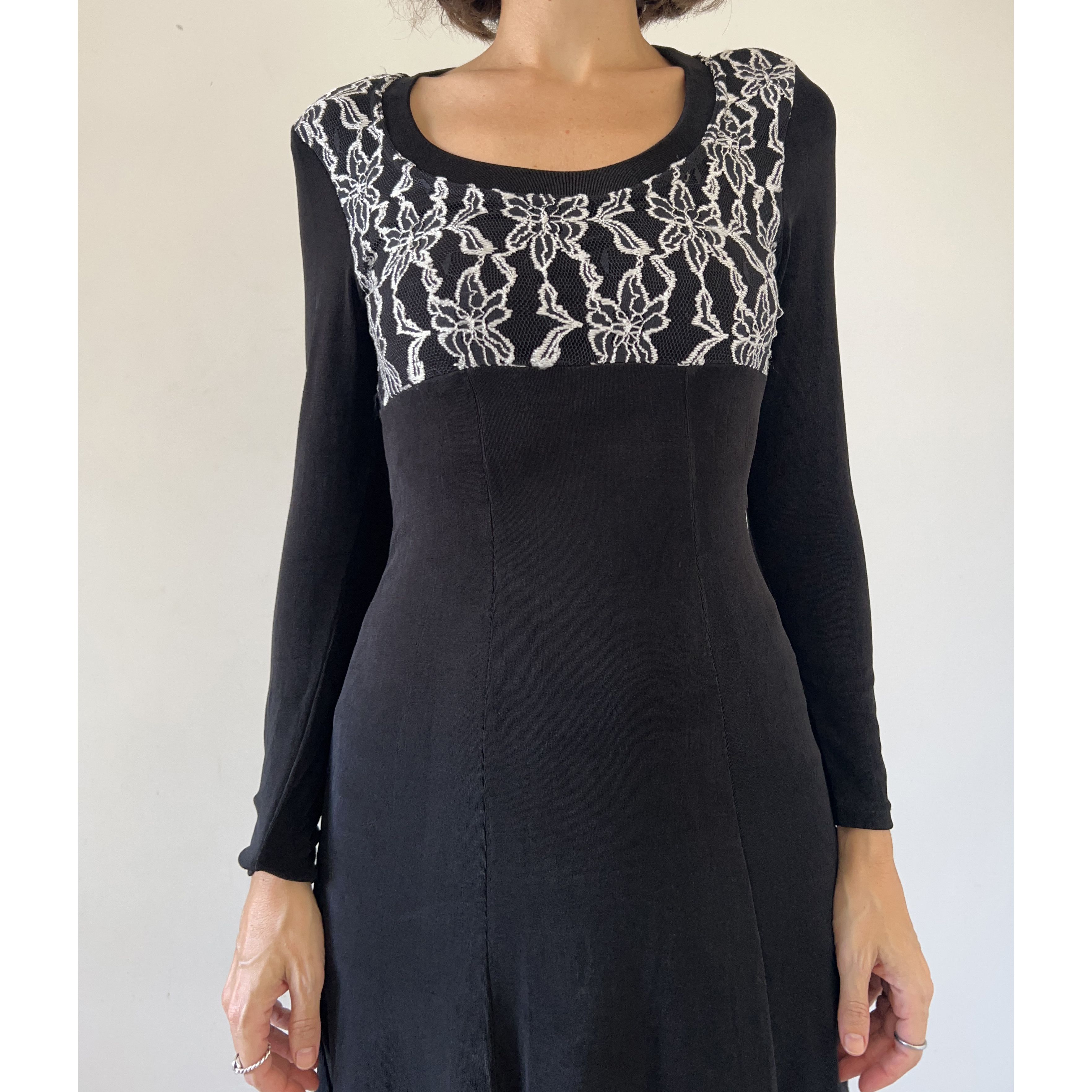 Vintage Vintage Grunge 90s Black Mini Dress Size XS / US 0-2 / IT 36-38 - 2 Thumbnail