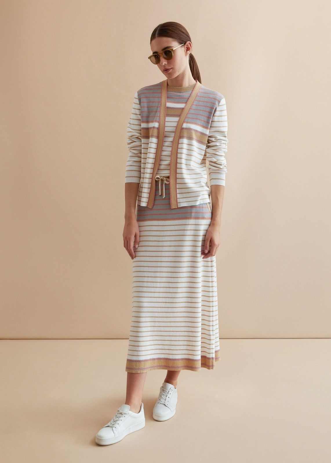 Loro Piana o1srvl11e0824 Sorbonne Stripes Midi Skirt in Multicolor Size 30" / US 8 / IT 44 - 6 Thumbnail
