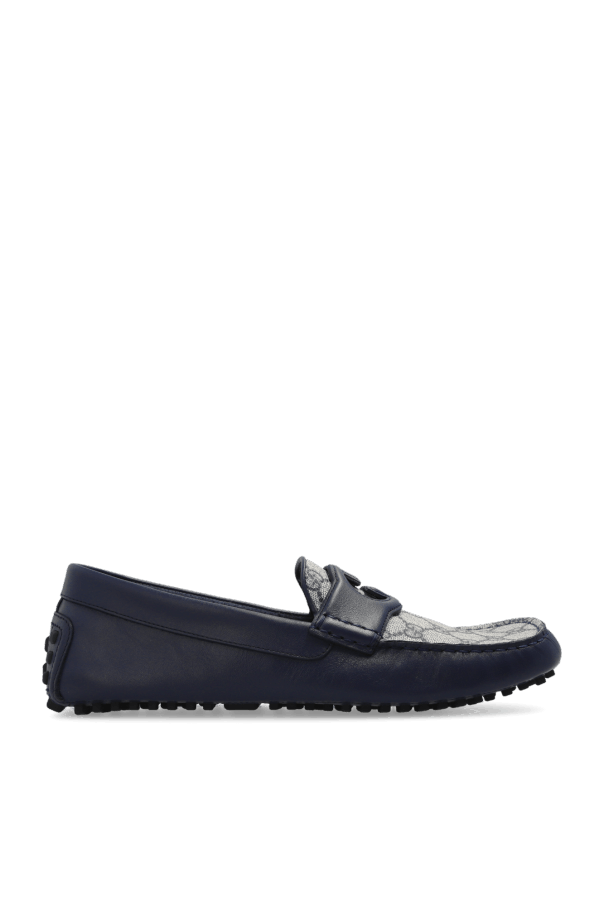 o1mt1gz0425 Men's Interlocking Loafers in Navy & Light Beige
