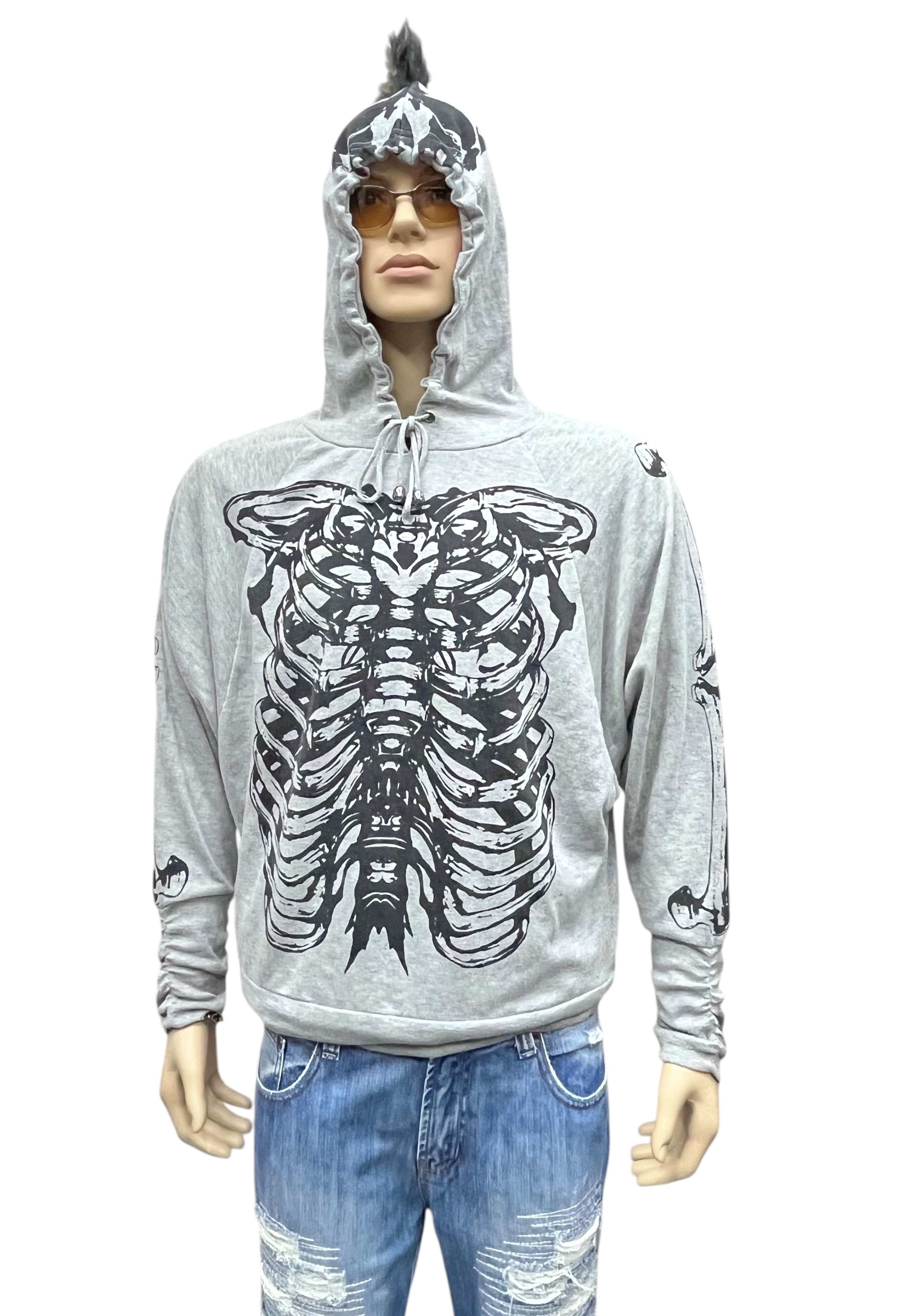 Japanese Brand OGGETTO Skeleton Skull Punk Mohawk Hair Hooded Kapital Style Size M / US 6-8 / IT 42-44 - 5 Thumbnail
