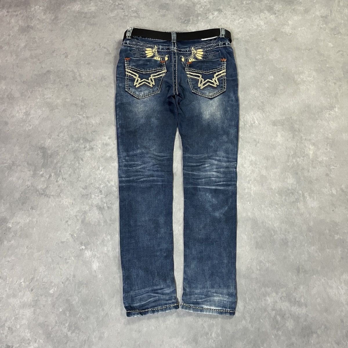 Japanese Brand 2000s Denim BAR y2k Jeans Embroidered Back Robin’s Jean Vibe Size US 28 / EU 44 - 3 Thumbnail