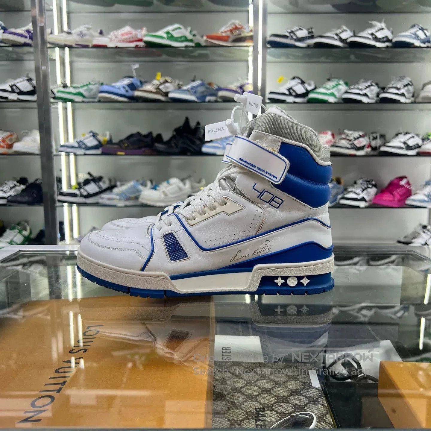 Louis Vuitton lv trainer high top white blue sneakers. Size US 8 / EU 41 - 2 Thumbnail