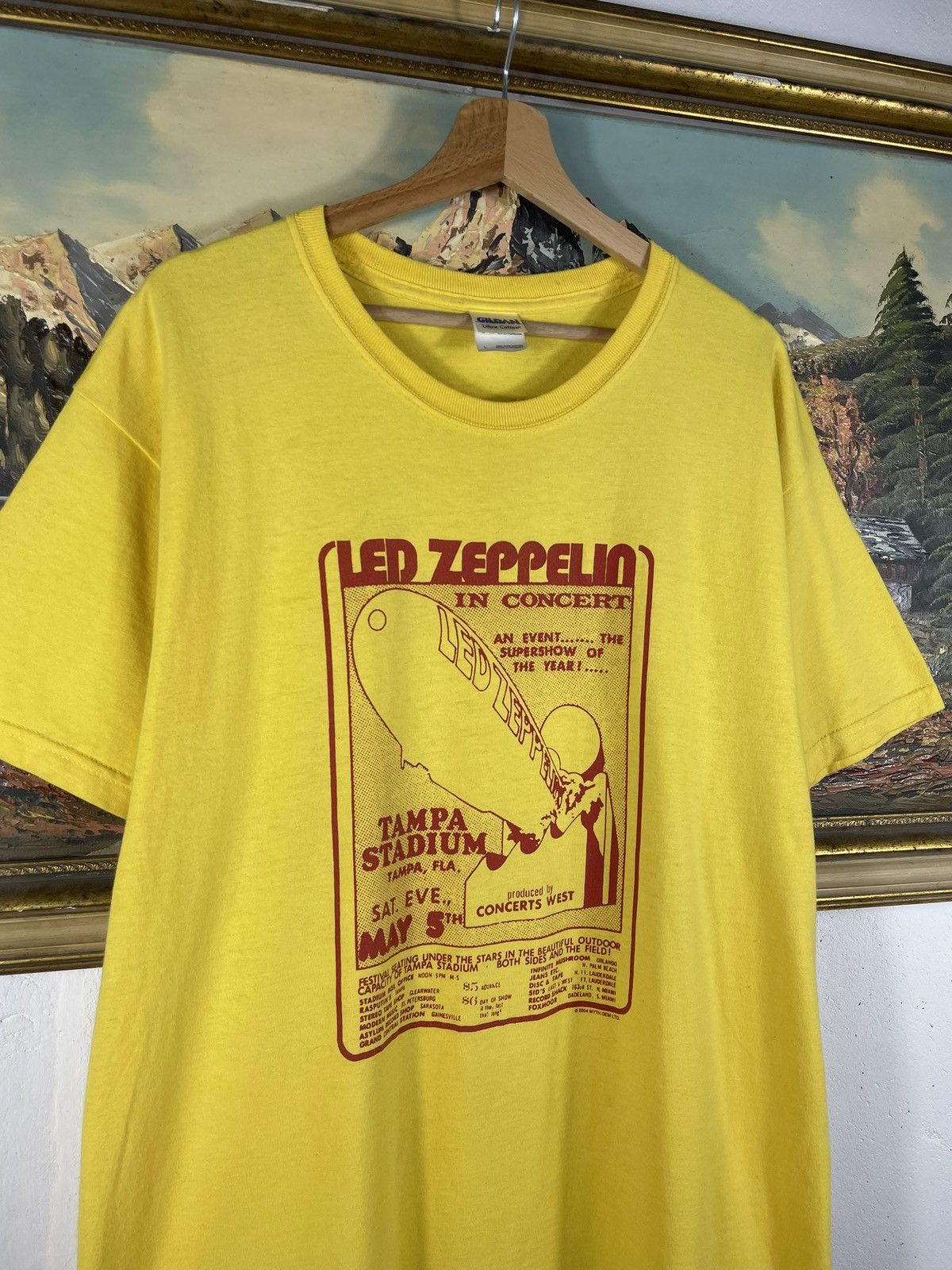 Band Tees × Led Zeppelin 2004 Led Zeppelin Yellow T shirt Tee Vintage Retro Y2k 00s Size US L / EU 52-54 / 3 - 5 Thumbnail