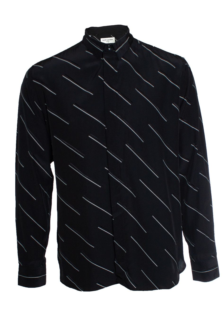 Saint Laurent Paris Saint Laurent, Black shirt with diagonal stripes Size US S / EU 44-46 / 1 - 1 Thumbnail