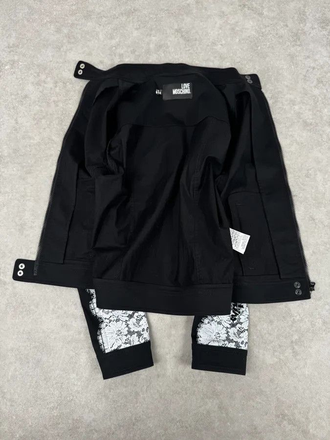 Moschino 2010s Moschino Black & White Lace Light Zip-Up Jacket Size M / US 6-8 / IT 42-44 - 7 Thumbnail