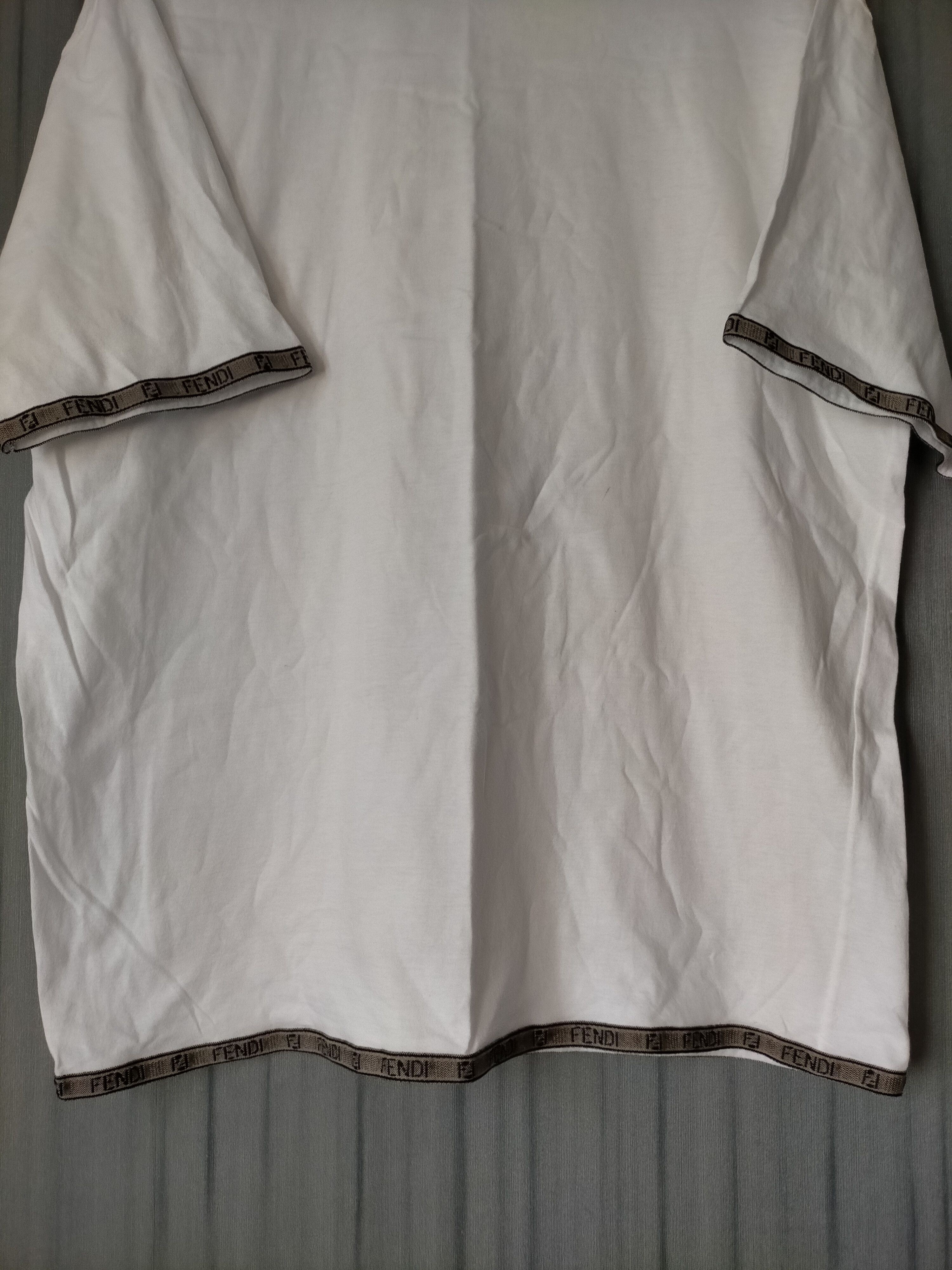 Fendi Fendi Made in italy Side Tape White Tee Size US L / EU 52-54 / 3 - 9 Thumbnail