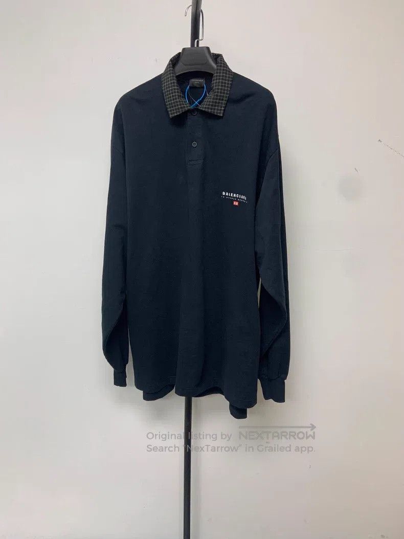 Balenciaga Balenciaga Solid Color Plaid Collar Long Sleeve Polo Shirt Size US M / EU 48-50 / 2 - 1 Thumbnail