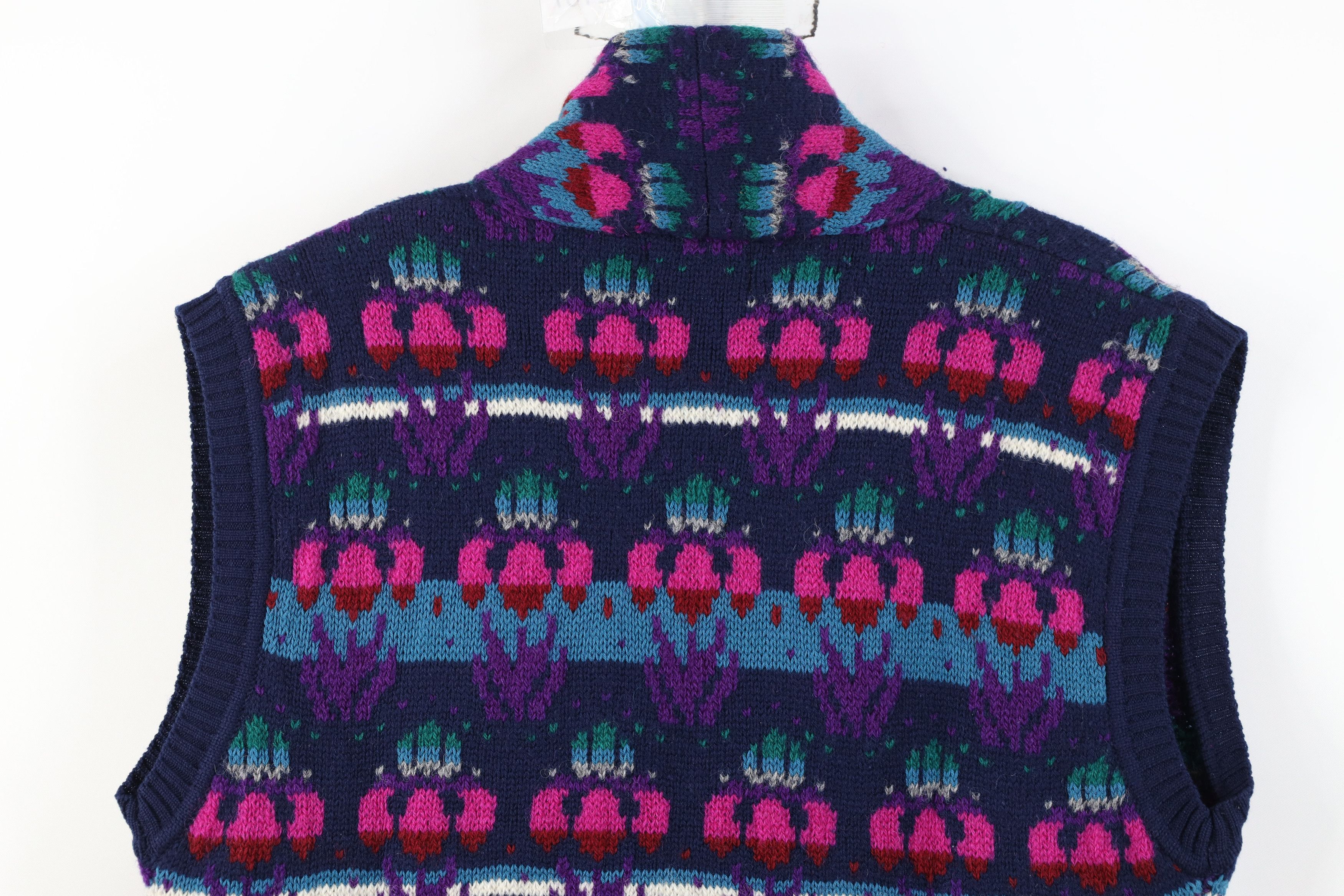 Vintage Vintage 90s Streetwear Fair Isle Flower Sweater Vest USA Size M / US 6-8 / IT 42-44 - 9 Thumbnail